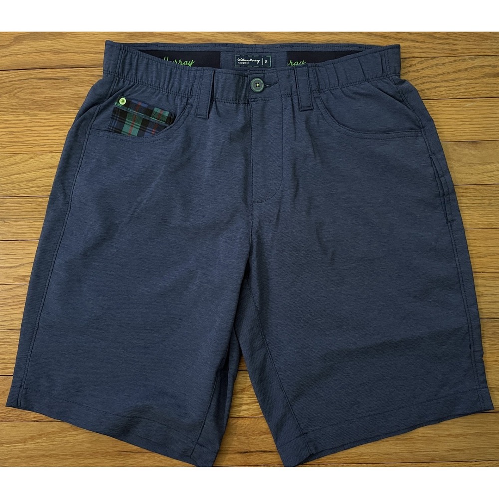 New William Bill Murray Golf Elastic Waist Shorts Navy Blue Lightweight Men 30